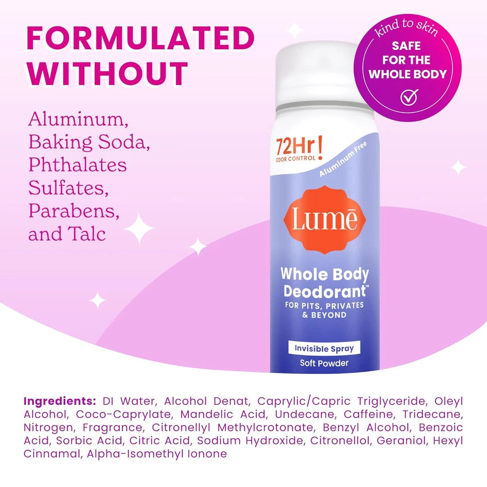 Lume Invisible Spray Deodorant Two Pack
