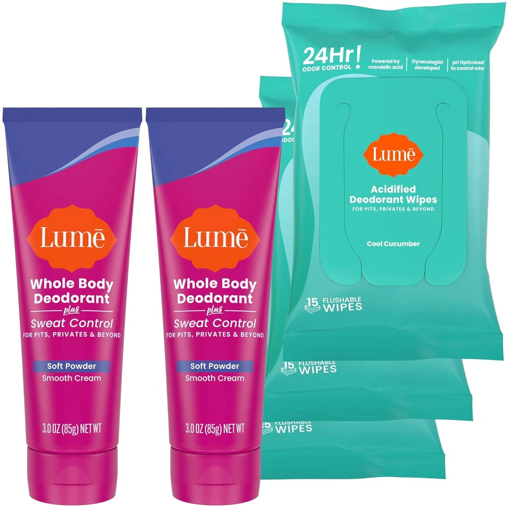 Lume Whole Body Deodorant Cream & Wipes